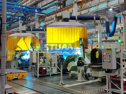 挖掘機馬達頭、導(dǎo)向座機器人焊接系統(tǒng)